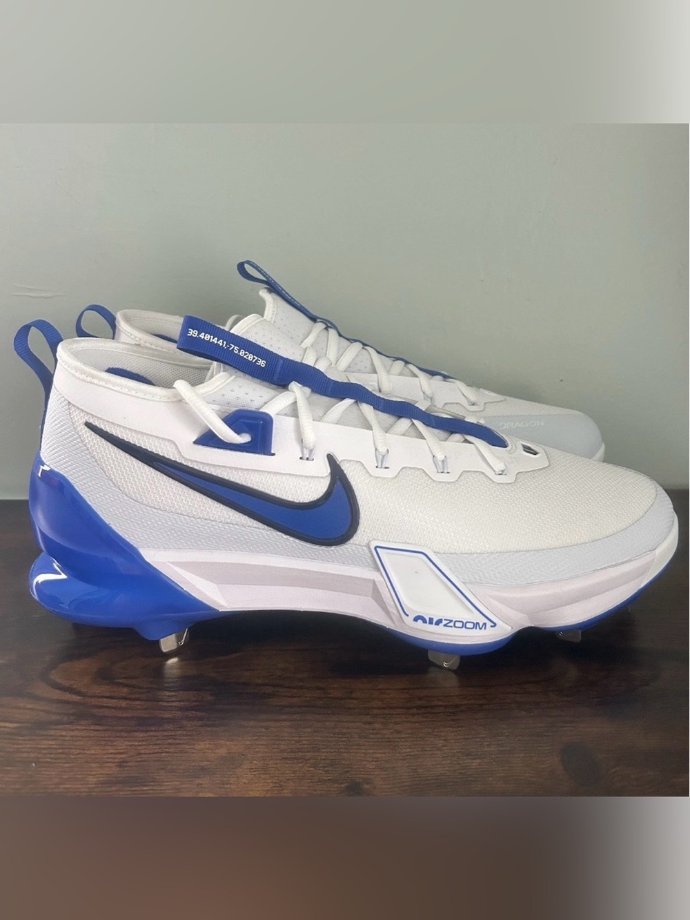 Nike Force Zoom Trout 9 Elite Baseball Cleats White Blue Mens 7.5 FB2906-105